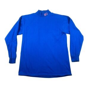 Vintage Eagle USA Men Large Royal Blue Mock Neck Long Sleeve T-Shirt USA Made SC